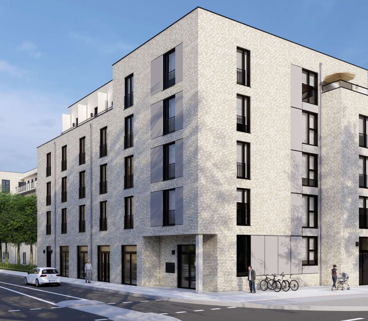Visualisierung Perspektive Süd – Wohn- und Geschäftshaus Kurzekampstraße, Braunschweig