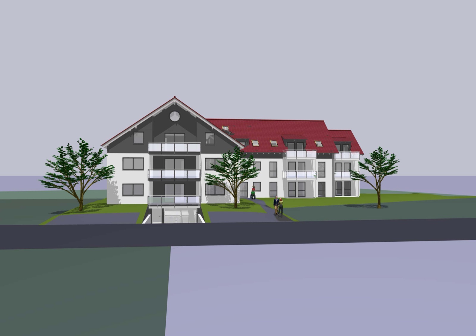 Visualisierung Perspektive Süd – Mehrfamilienhaus Wendeburg, Wendeburg