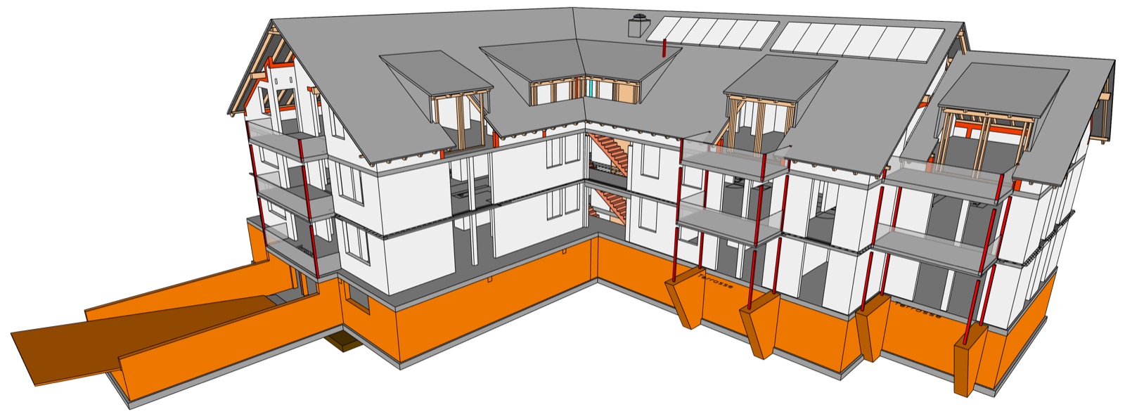 Visualisierung Perspektive Südost – Mehrfamilienhaus Wendeburg, Wendeburg