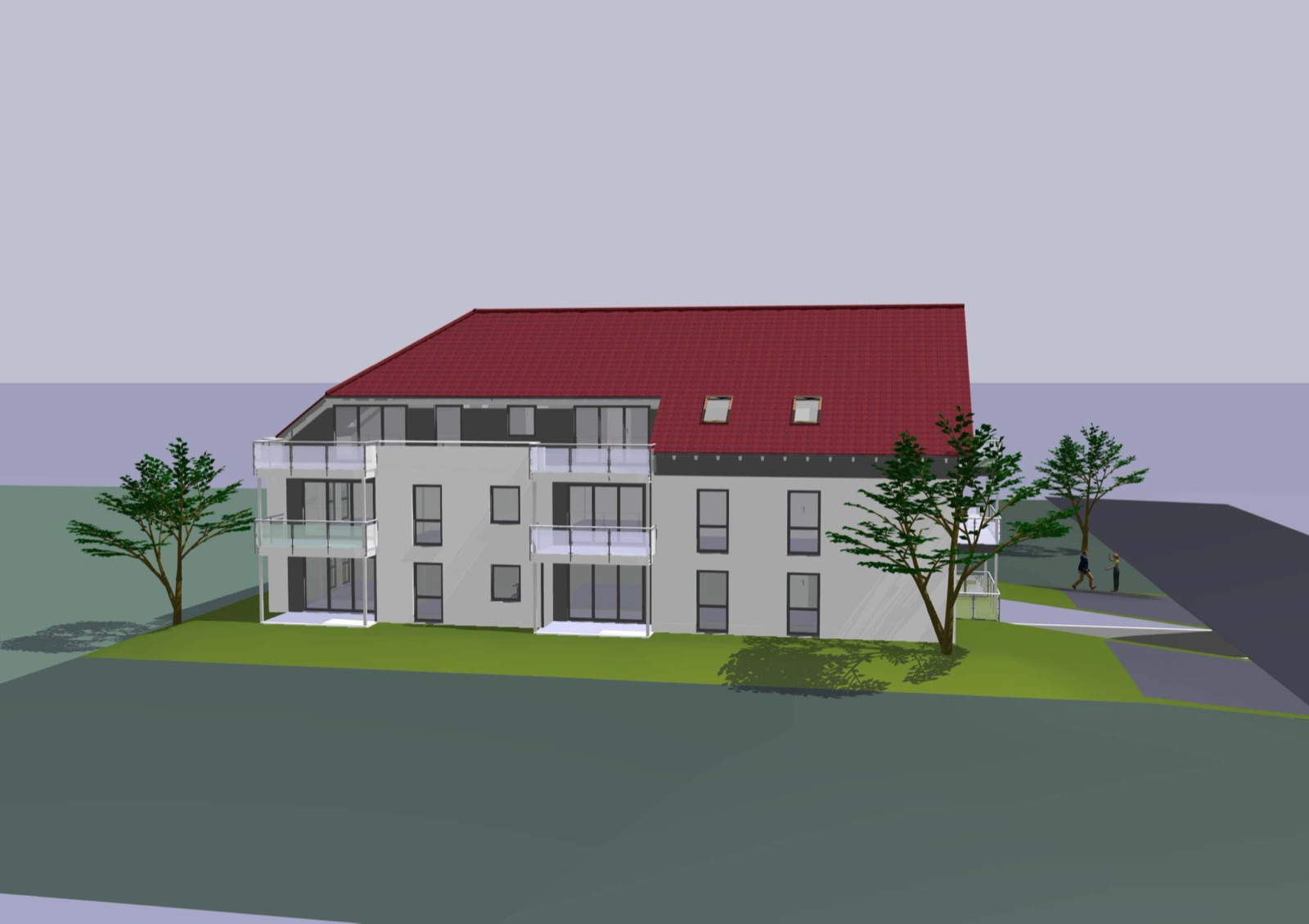 Visualisierung Perspektive West – Mehrfamilienhaus Wendeburg, Wendeburg